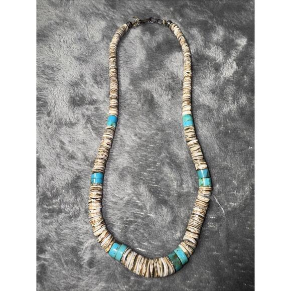 Other - vtg  Native American Navajo sterling Silver 925  turquoise Heishi Shell necklace
